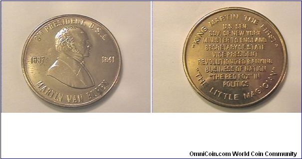 8th US President Martin Van Buren medal