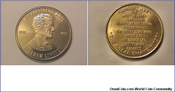 16th US President Abraham Lincoln medal