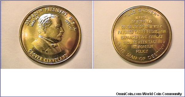 22nd US President Grover Cleveland medal