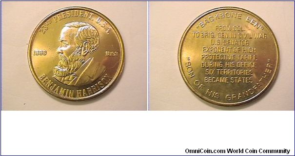 23rd US President Benjamin Harrison medal