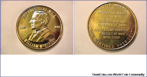 25th US President William Mckinley medal