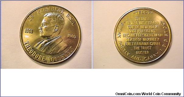 26th US President Theodore Roosevelt Medal