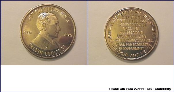 30th US President Calvin Coolidge medal