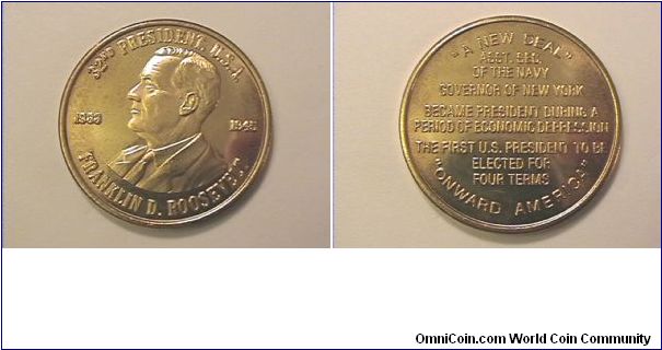 32nd US President Franklin D. Roosevelt medal