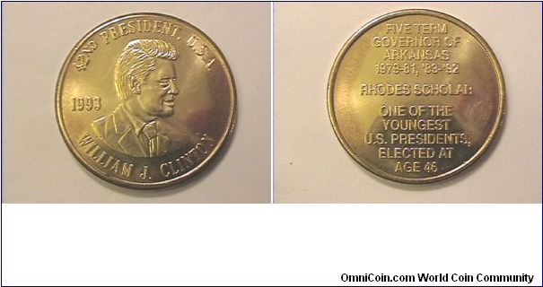 42nd US President William J. Clinton medal