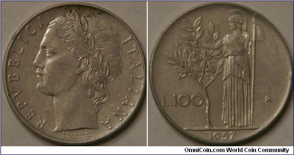 100 lire, 28 mm, stainless-steel