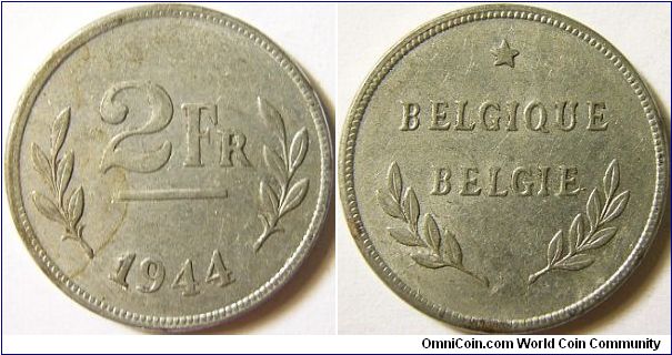 Belgium 1944 2 franc. Special thanks to Jos!