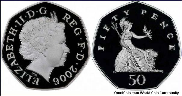 Silver proof fifty pence from the 13 coin  Queen's 80th birthday collection.