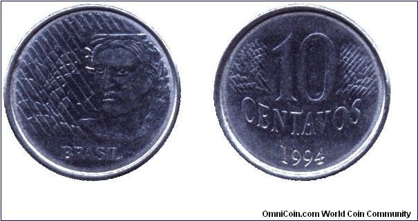 Brazil, 10 centavos, 1994.                                                                                                                                                                                                                                                                                                                                                                                                                                                                                          
