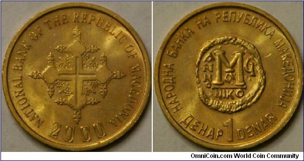 millennial coin, 1 dinar, 24 mm