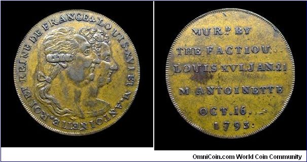 Death of Louis XVI and Marie Antoinette - (British medal) mm. 29