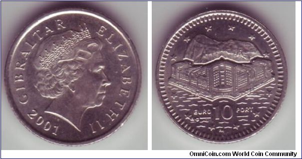 Gibraltar - 10p - 2001

As 1992 issue, except with Type 4 head