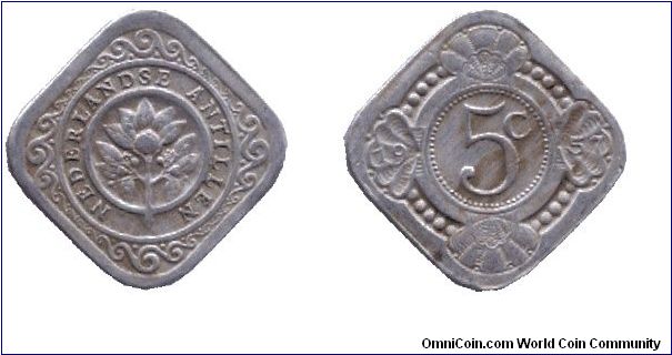 Netherlands Antilles, 5 cents, 1957, Cu-Ni, Orange branch.                                                                                                                                                                                                                                                                                                                                                                                                                                                          