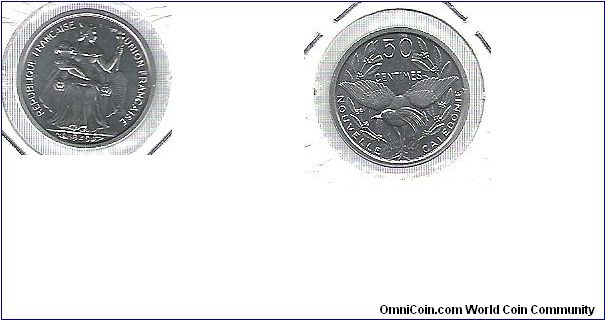 New Caledonia 1949 50 centimes.