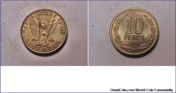 REPUBLICA DE CHILE LIBERTAD 11-IX-1973
10 PESOS
nickel brass