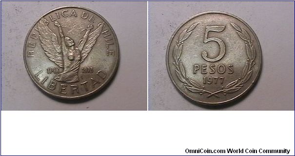 REPUBLICA DE CHILE LIBERTAD 11-IX-1973
5 PESOS
copper nickel