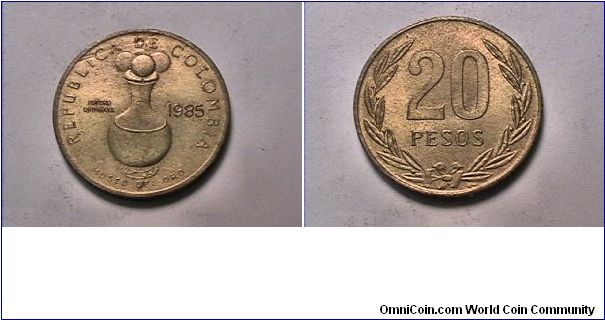 REPUBLICA DE COLOMBIA
20 PESES
alum BRONZE