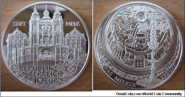 10 Euro - Melk abbey - 17.3 g Ag 925 - mintage 60,000