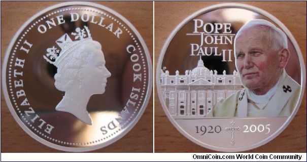1 Dollar - Pope John Paul II - 31.63 g Ag 999 - mintage 30,000