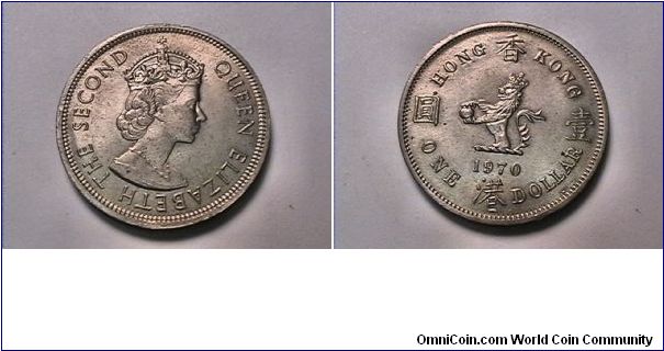 QUEEN ELIZABETH THE SECOND
HONG KONG ONE DOLLAR 1970-H
copper nickel