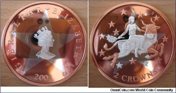2 Crowns - 1st anniversary of Euro - 11.5 g Ag 999 + 30 g Copper 999 - mintage 3,500 (hard to find !)
