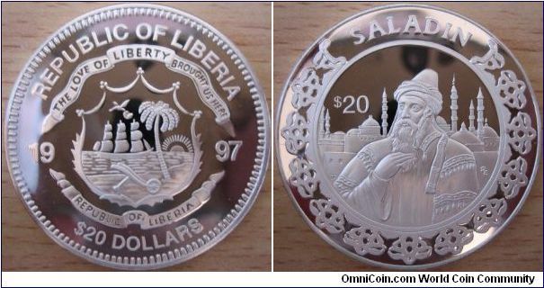 20 Dollars - Saladin (1138 - 1193) - 31.1 g Ag 925 - mintage unknown