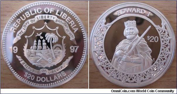 20 Dollars - Edward I (1239 - 1307) - 31.1 g Ag 925 - mintage unknown