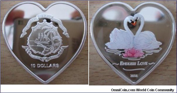 10 Dollars - Endless love swans - 25 g Ag 925 - mintage 2,500