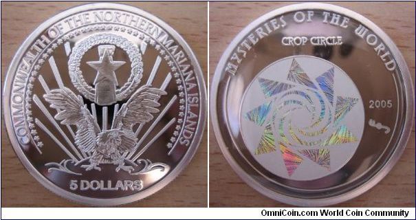 NORTHERN MARIANA ISL - 5 Dollars - Crop circle hologram - 25 g Ag 925 - mintage 1,200