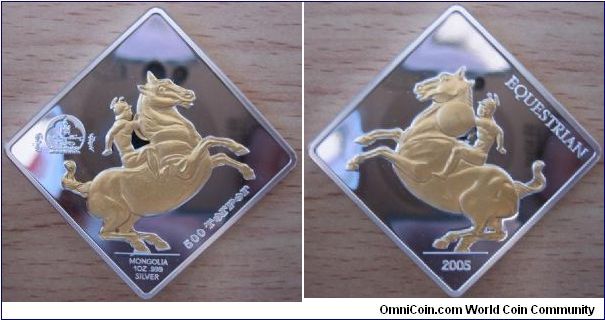 500 Togrog - Da Vinci equestrian - 31.1 g Ag 999 - mintage 2,500