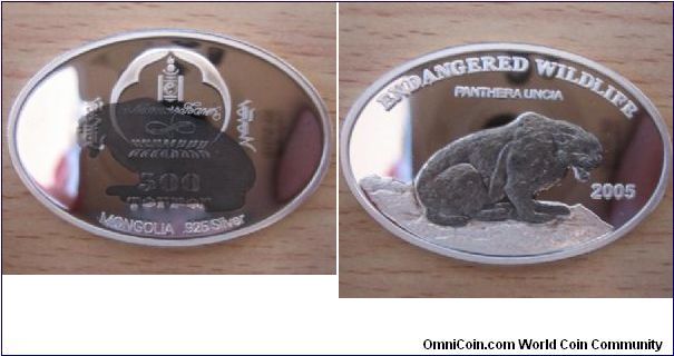 500 Togrog - Snow leopard - 25 g Niobium & Ag 925 - mintage 5,000