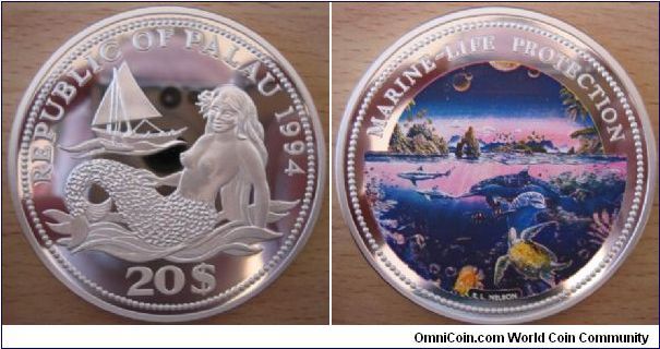 20 Dollars - Underwater sea life - 155.5 g Ag 999 - mintage 3,000 (hard to find !)