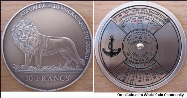 10 Francs - Nautical calendar 1995-2044 - 31.1 g Ag 925 - mintage unknown (probably 2,500)