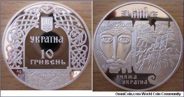 10 Hryvnia - Prince Kyi - 33.63 g Ag 925 - mintage 10,000