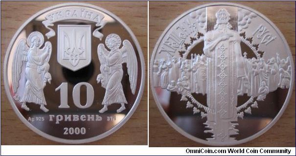 10 Hryvnia - Baptism of rus - 33.63 g Ag 925 - mintage 10,000