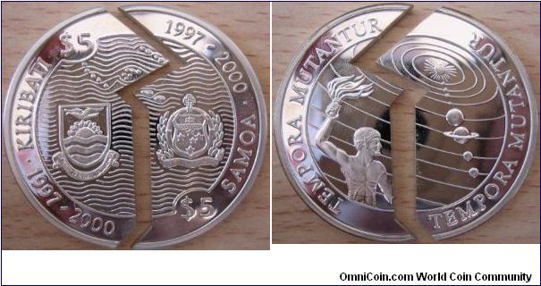 5 Dollars - Tempora mutantur (split coin) - 31.1 g Ag 925 - mintage 10,000