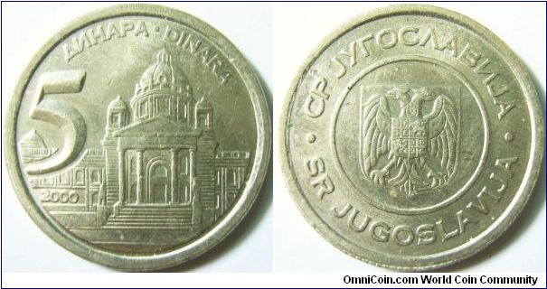 Yugoslavia 2000 5 dinar.