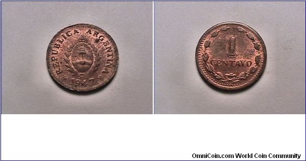 REPUBLICA ARGENTINA
1 CENTAVO
copper