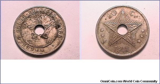 CONGO BELGE BELGISCH CONGO
20 CENTIMES
copper nickel