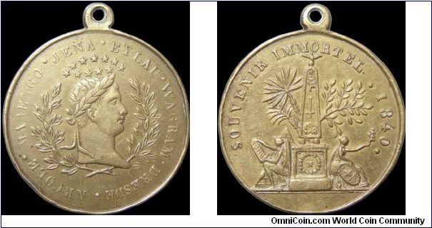 Translation aux Invalides du corps de Napoléon, France.

An interesting variant jeton that I've also collected in silvered brass.                                                                                                                                                                                                                                                                                                                                                                                 