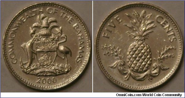 5 cents, with pineapple, 21 mm