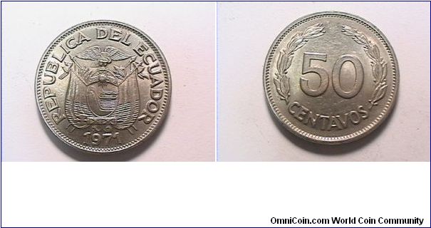 REPUBLICA DEL ECUADOR
50 CENTAVOS
nickel clad steel