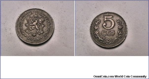 GRAND DUCHE DE LUXEMBOURG
5 CENTIMES
iron