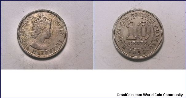 QUEEN ELIZABETH THE SECOND
MALAYA AND BRITISH BORNEO
copper nickel