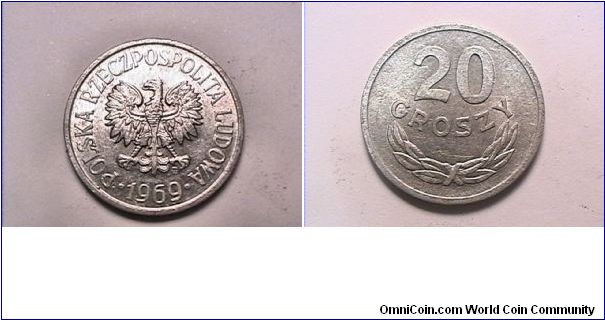 POLSKA RZECZPOSPOLITA LUDOWA 1969-MW
20 GROSZY
alum