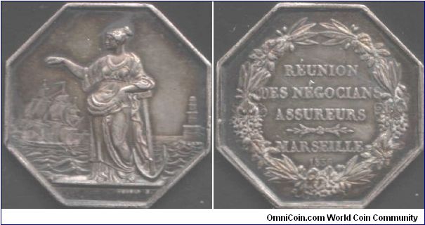 Assureurs Maritime de Marseille. Silver jeton de presence.