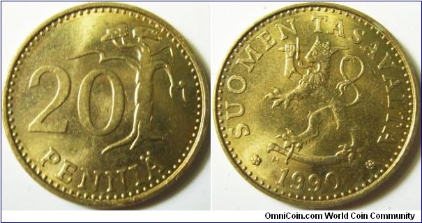 Finland 1990 20 pennia.