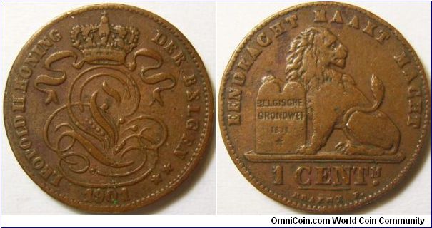 Belgium 1901 1 cent. Special thanks to Jos!