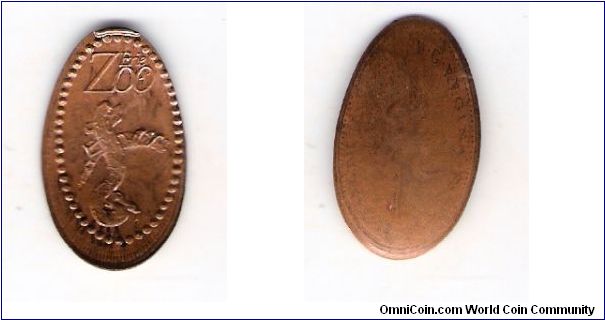 ELONGATED CENT ON A CANADIAN 1974 CENT
ERIE ZOO-SNAKE
ERIE, PA.