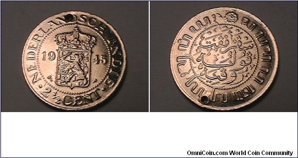 NEDERLANDSCH INDIE 2 1/2 CENT,

GOLD PLATED